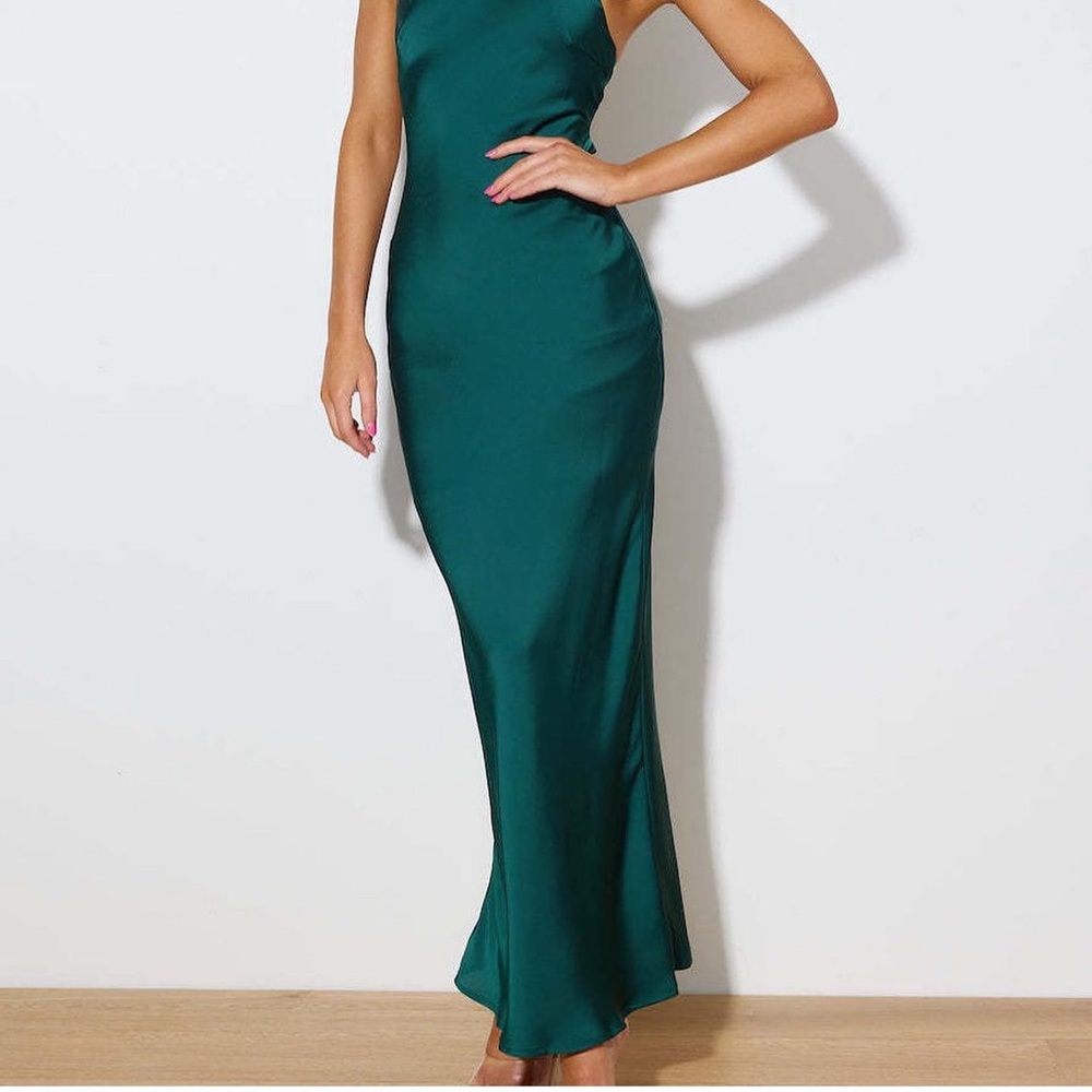 Hello Molly Forest Green Satin dress. Worn one time!